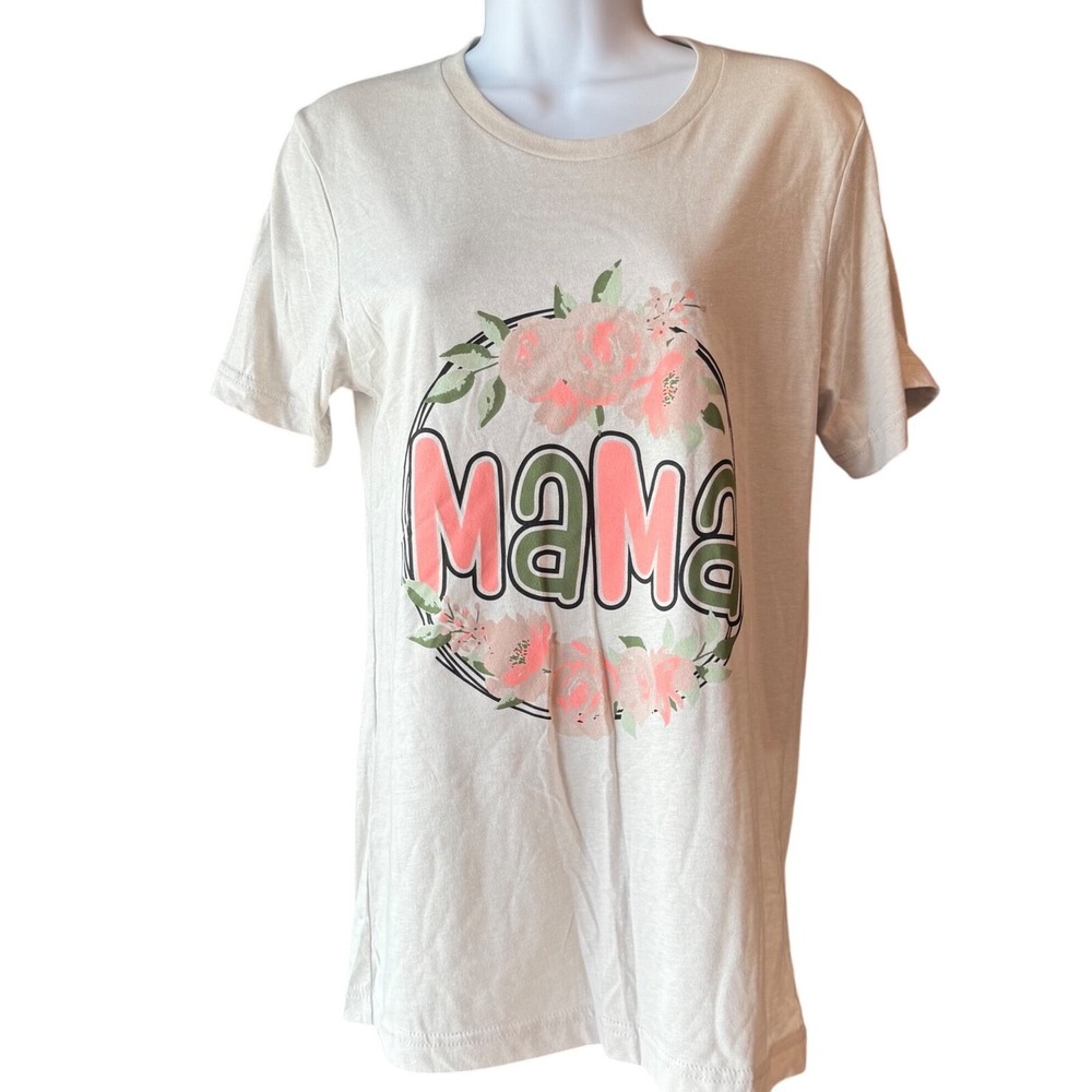 Bella Canvas Mama Floral Graphic Tee Casual Short Sleeve Top Size Small NWT